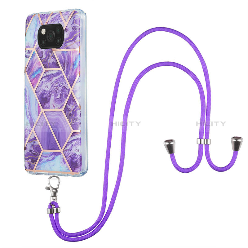 Funda Silicona Gel Goma Patron de Moda Carcasa con Acollador Cordon Lanyard Y01B para Xiaomi Poco X3 NFC