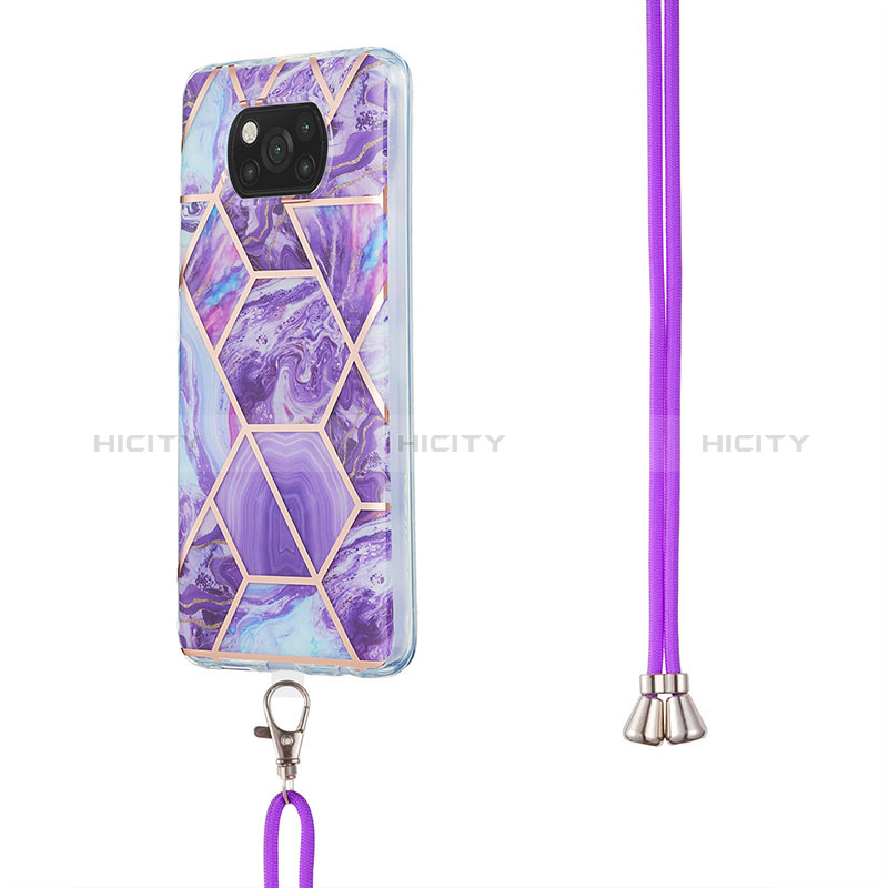 Funda Silicona Gel Goma Patron de Moda Carcasa con Acollador Cordon Lanyard Y01B para Xiaomi Poco X3 NFC