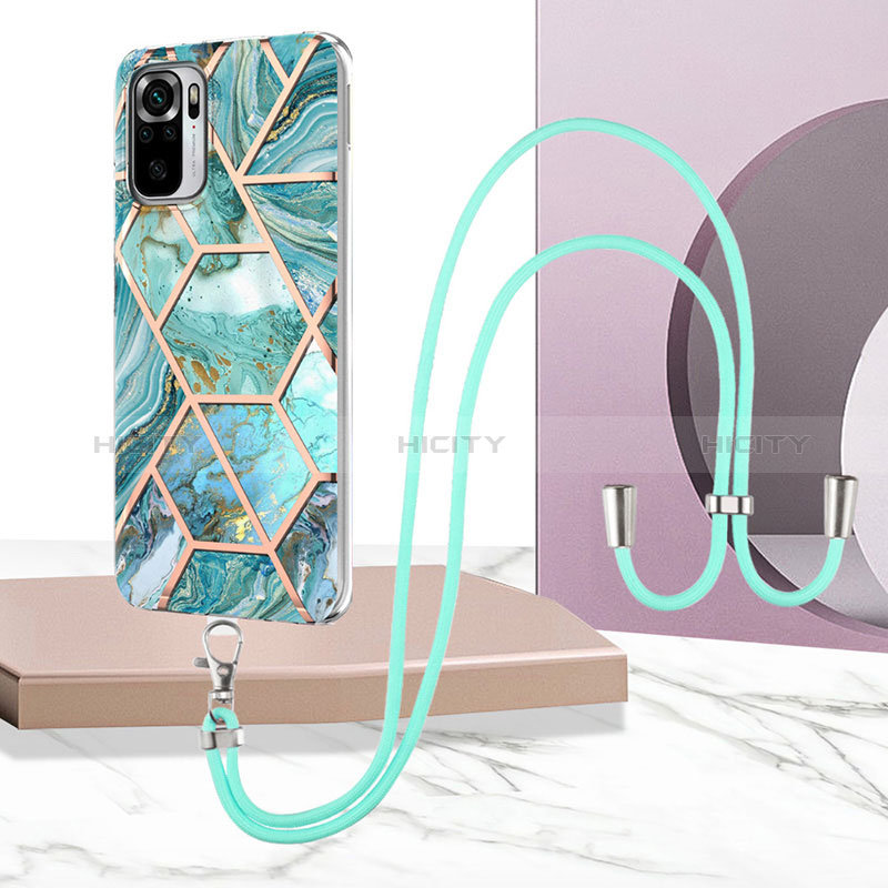 Funda Silicona Gel Goma Patron de Moda Carcasa con Acollador Cordon Lanyard Y01B para Xiaomi Redmi Note 10S 4G