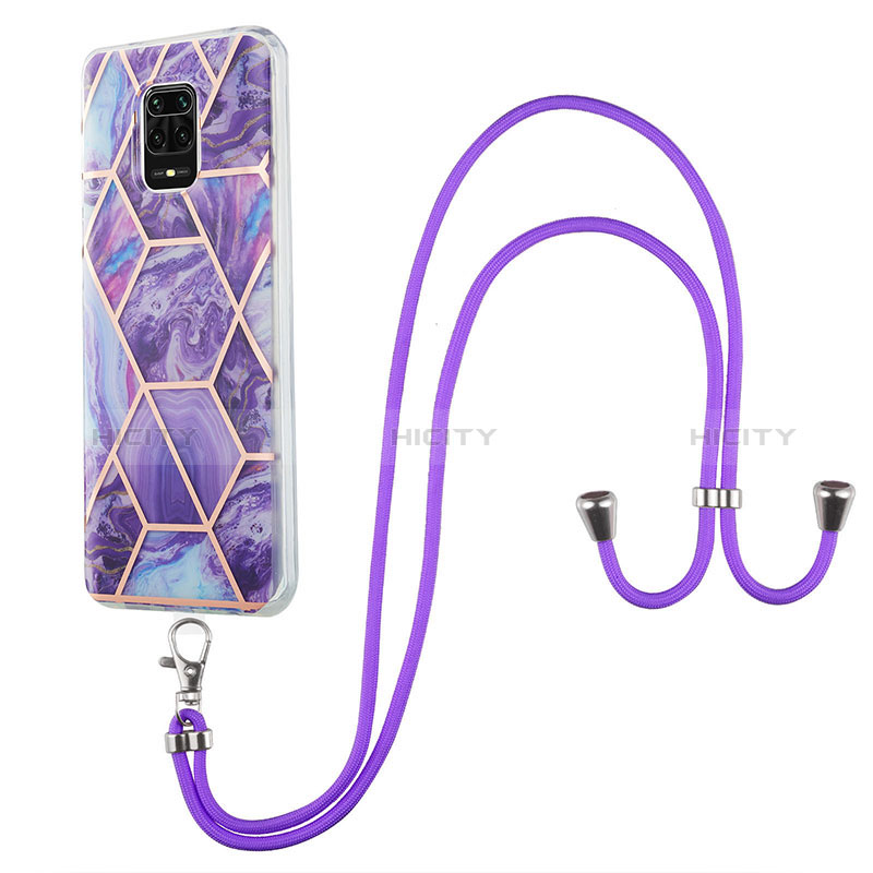 Funda Silicona Gel Goma Patron de Moda Carcasa con Acollador Cordon Lanyard Y01B para Xiaomi Redmi Note 9 Pro