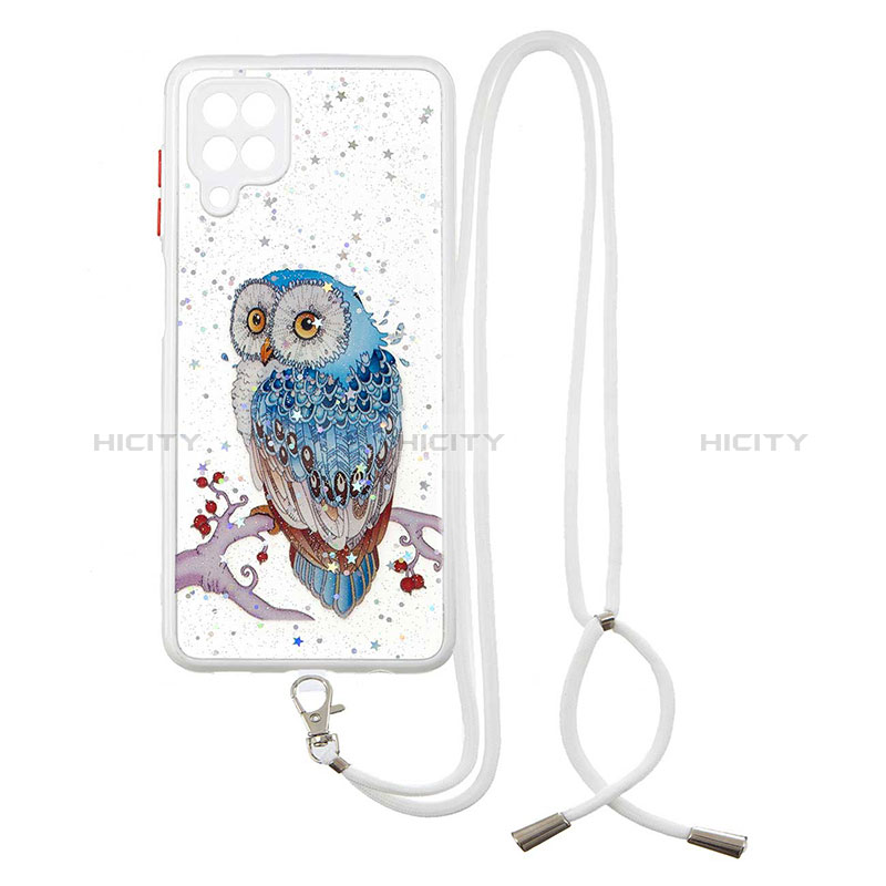 Funda Silicona Gel Goma Patron de Moda Carcasa con Acollador Cordon Lanyard Y01X para Samsung Galaxy F12