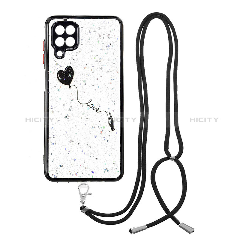 Funda Silicona Gel Goma Patron de Moda Carcasa con Acollador Cordon Lanyard Y01X para Samsung Galaxy M12