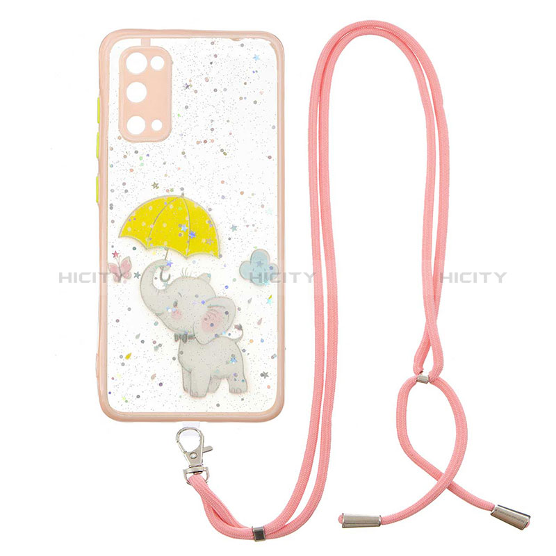 Funda Silicona Gel Goma Patron de Moda Carcasa con Acollador Cordon Lanyard Y01X para Samsung Galaxy S20 5G