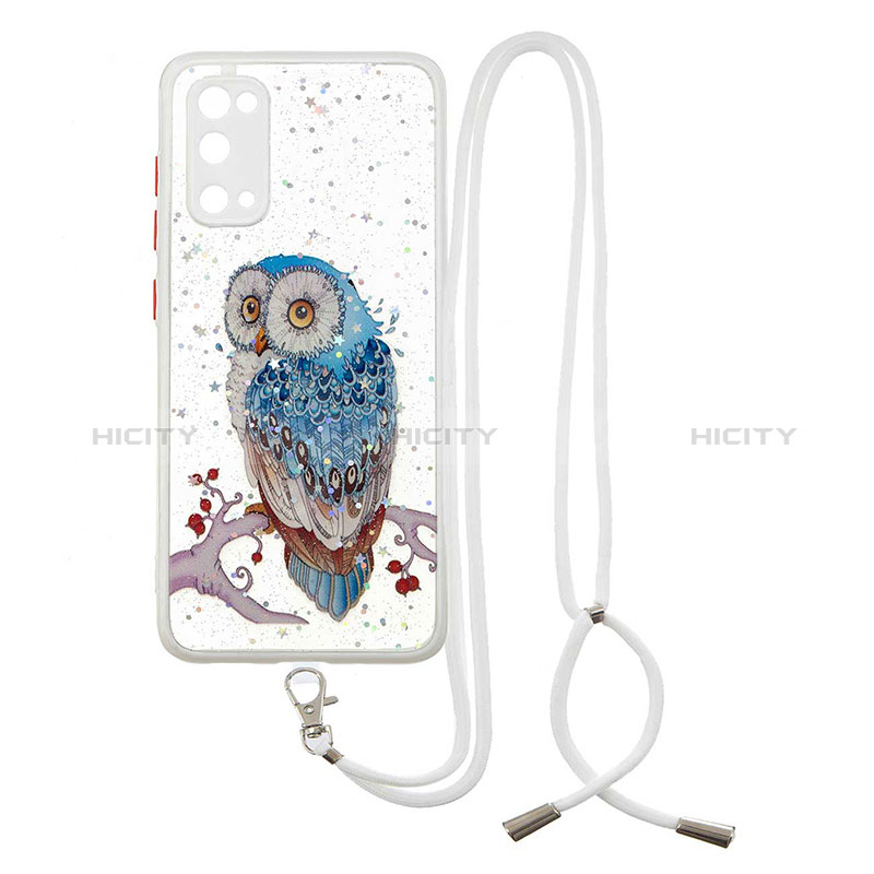 Funda Silicona Gel Goma Patron de Moda Carcasa con Acollador Cordon Lanyard Y01X para Samsung Galaxy S20 5G