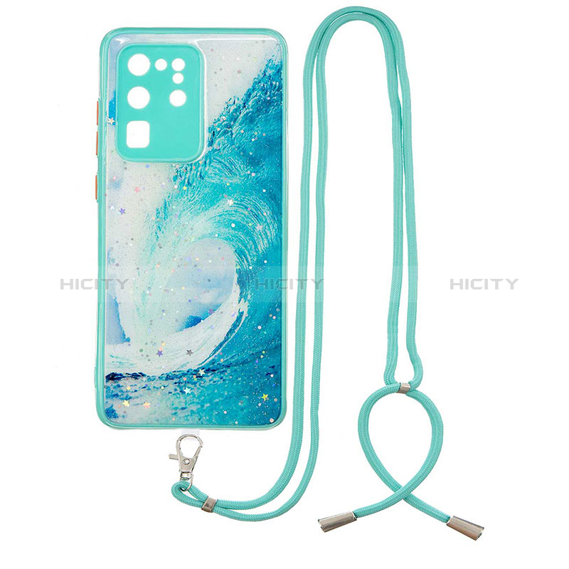 Funda Silicona Gel Goma Patron de Moda Carcasa con Acollador Cordon Lanyard Y01X para Samsung Galaxy S20 Ultra