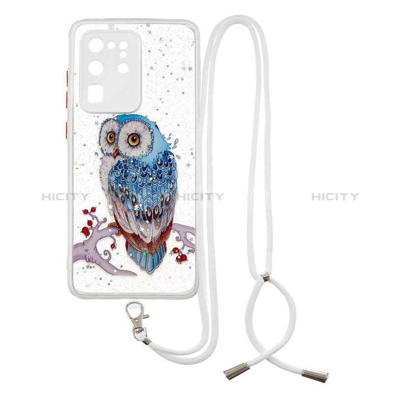 Funda Silicona Gel Goma Patron de Moda Carcasa con Acollador Cordon Lanyard Y01X para Samsung Galaxy S20 Ultra Multicolor