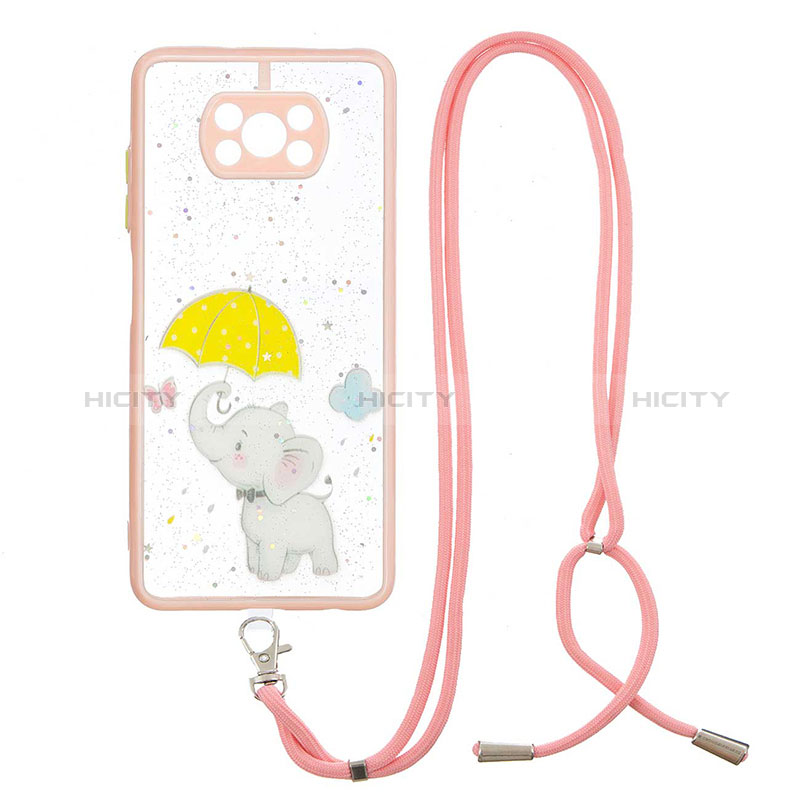 Funda Silicona Gel Goma Patron de Moda Carcasa con Acollador Cordon Lanyard Y01X para Xiaomi Poco X3