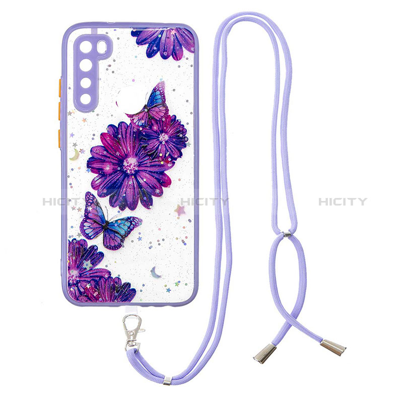 Funda Silicona Gel Goma Patron de Moda Carcasa con Acollador Cordon Lanyard Y01X para Xiaomi Redmi Note 8 (2021)