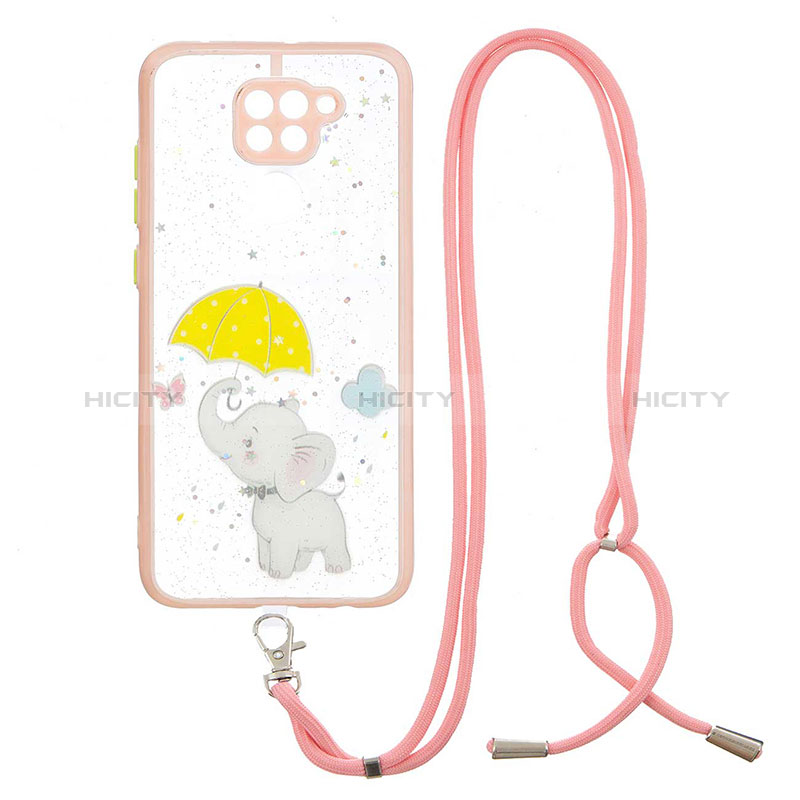 Funda Silicona Gel Goma Patron de Moda Carcasa con Acollador Cordon Lanyard Y01X para Xiaomi Redmi Note 9