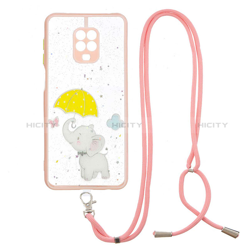 Funda Silicona Gel Goma Patron de Moda Carcasa con Acollador Cordon Lanyard Y01X para Xiaomi Redmi Note 9 Pro