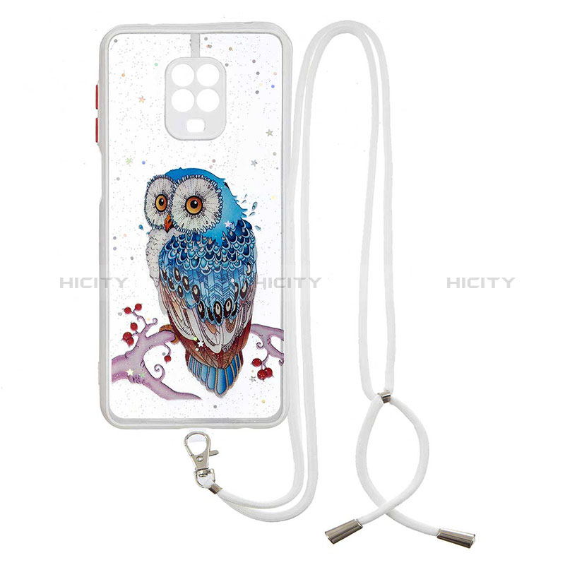 Funda Silicona Gel Goma Patron de Moda Carcasa con Acollador Cordon Lanyard Y01X para Xiaomi Redmi Note 9 Pro