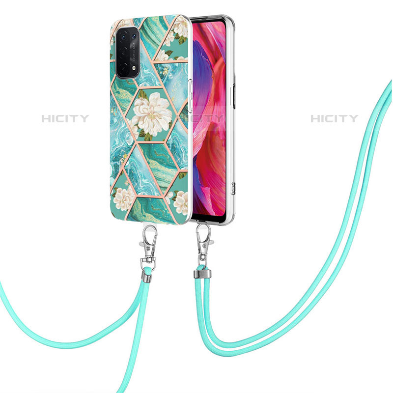 Funda Silicona Gel Goma Patron de Moda Carcasa con Acollador Cordon Lanyard Y02B para OnePlus Nord N200 5G