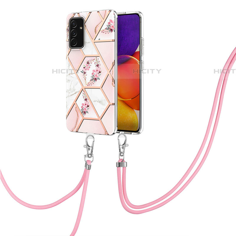 Funda Silicona Gel Goma Patron de Moda Carcasa con Acollador Cordon Lanyard Y02B para Samsung Galaxy A82 5G