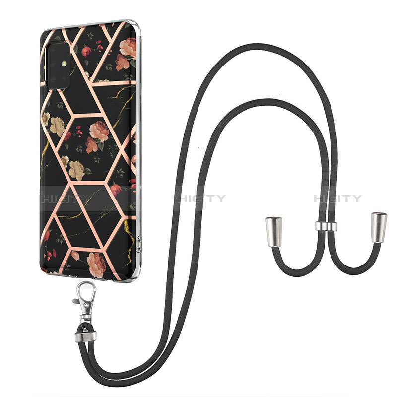 Funda Silicona Gel Goma Patron de Moda Carcasa con Acollador Cordon Lanyard Y02B para Samsung Galaxy M40S