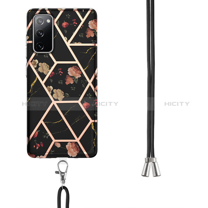 Funda Silicona Gel Goma Patron de Moda Carcasa con Acollador Cordon Lanyard Y02B para Samsung Galaxy S20 FE (2022) 5G