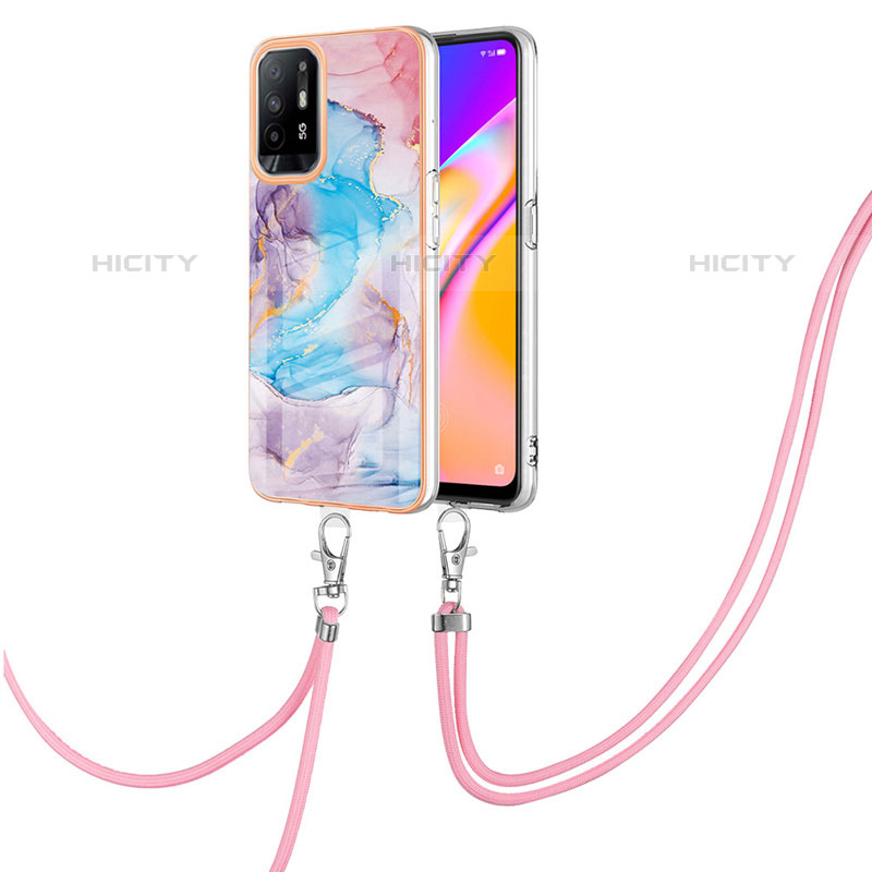 Funda Silicona Gel Goma Patron de Moda Carcasa con Acollador Cordon Lanyard Y03B para Oppo F19 Pro+ Plus 5G