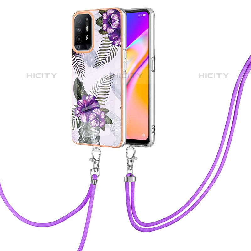 Funda Silicona Gel Goma Patron de Moda Carcasa con Acollador Cordon Lanyard Y03B para Oppo F19 Pro+ Plus 5G