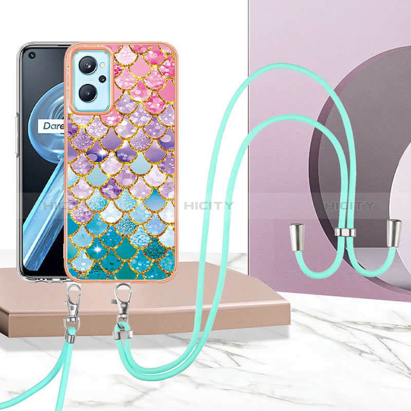 Funda Silicona Gel Goma Patron de Moda Carcasa con Acollador Cordon Lanyard Y03B para Oppo K10 4G