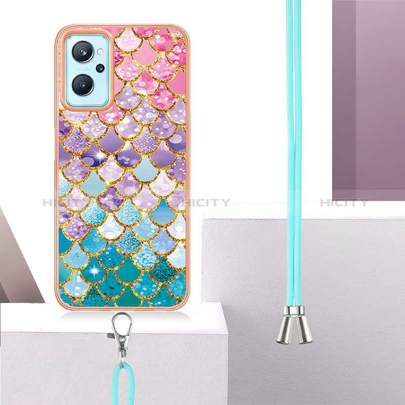 Funda Silicona Gel Goma Patron de Moda Carcasa con Acollador Cordon Lanyard Y03B para Oppo K10 4G