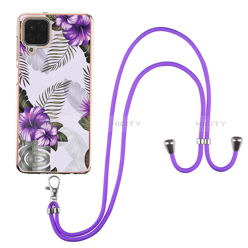 Funda Silicona Gel Goma Patron de Moda Carcasa con Acollador Cordon Lanyard Y03B para Samsung Galaxy F12