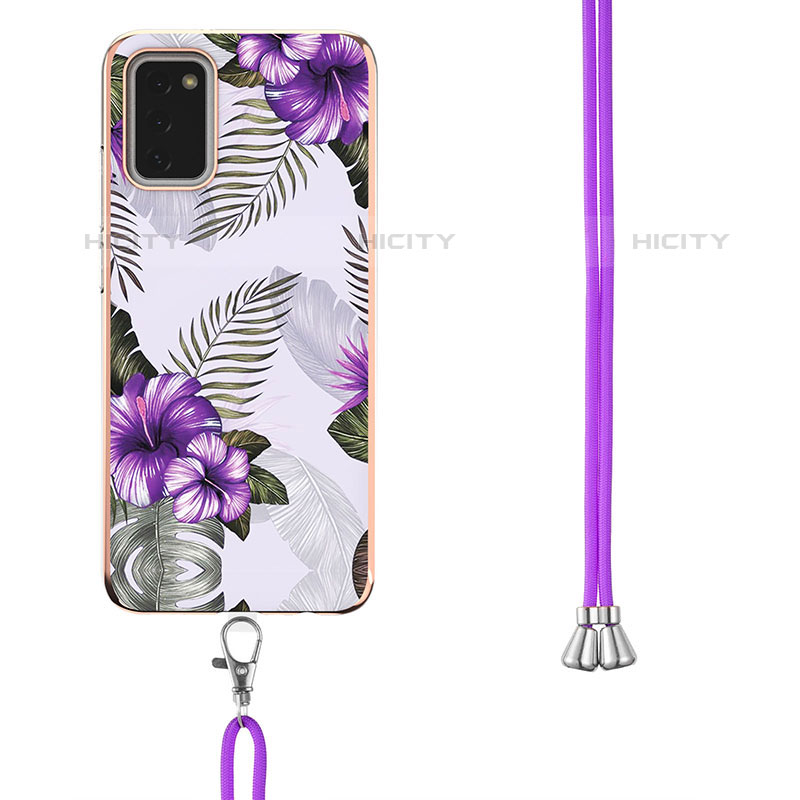 Funda Silicona Gel Goma Patron de Moda Carcasa con Acollador Cordon Lanyard Y03B para Samsung Galaxy M02s