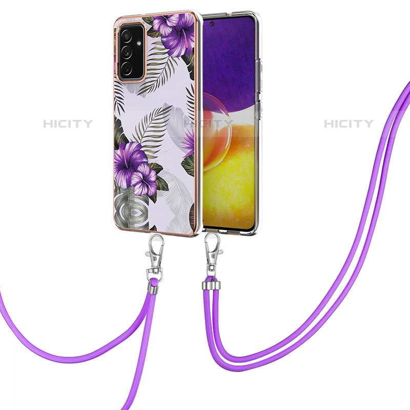 Funda Silicona Gel Goma Patron de Moda Carcasa con Acollador Cordon Lanyard Y03B para Samsung Galaxy Quantum2 5G