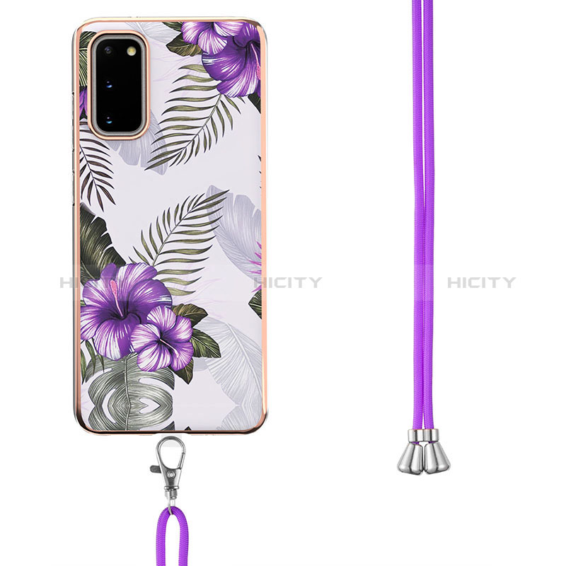 Funda Silicona Gel Goma Patron de Moda Carcasa con Acollador Cordon Lanyard Y03B para Samsung Galaxy S20 5G