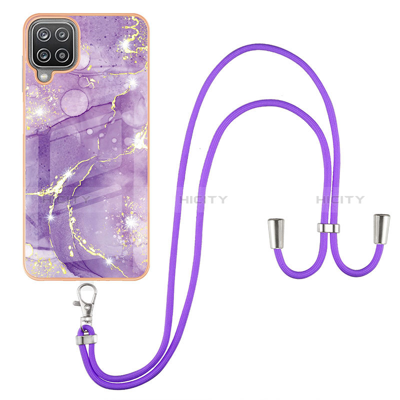 Funda Silicona Gel Goma Patron de Moda Carcasa con Acollador Cordon Lanyard Y05B para Samsung Galaxy F12