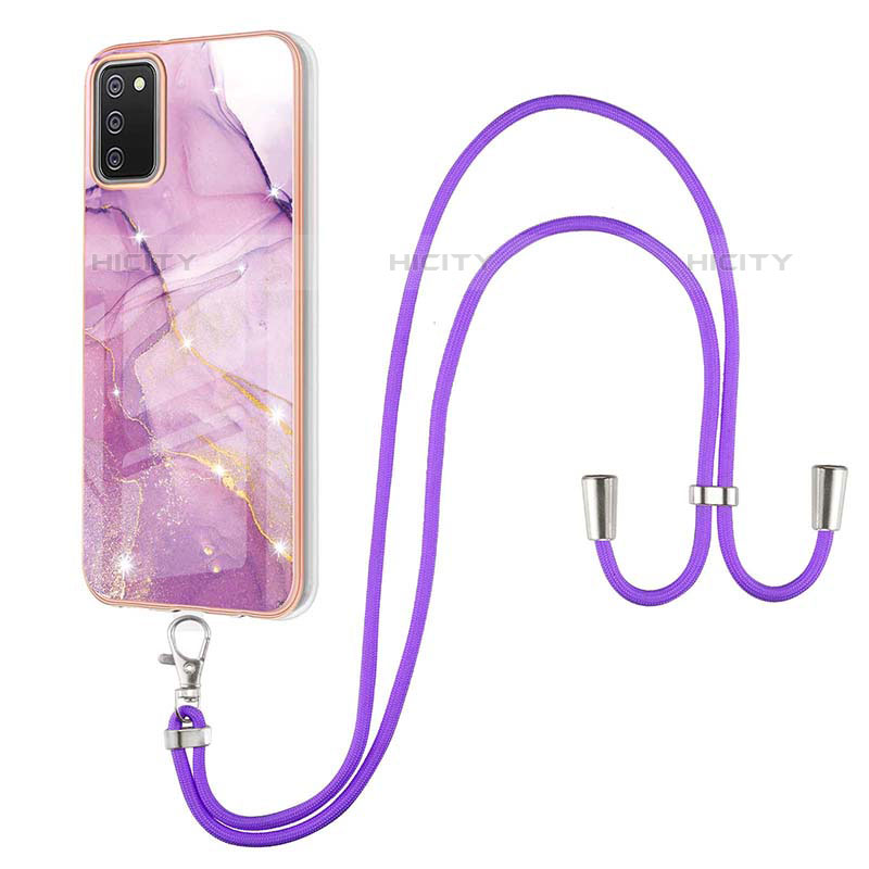 Funda Silicona Gel Goma Patron de Moda Carcasa con Acollador Cordon Lanyard Y05B para Samsung Galaxy M02s