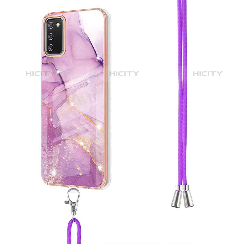 Funda Silicona Gel Goma Patron de Moda Carcasa con Acollador Cordon Lanyard Y05B para Samsung Galaxy M02s