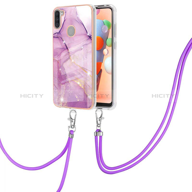 Funda Silicona Gel Goma Patron de Moda Carcasa con Acollador Cordon Lanyard Y05B para Samsung Galaxy M11