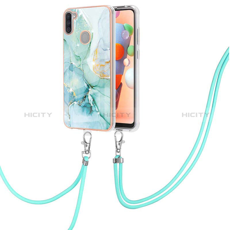 Funda Silicona Gel Goma Patron de Moda Carcasa con Acollador Cordon Lanyard Y05B para Samsung Galaxy M11