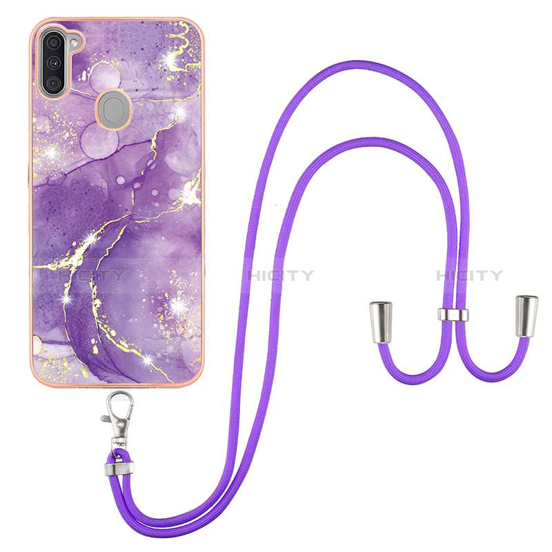 Funda Silicona Gel Goma Patron de Moda Carcasa con Acollador Cordon Lanyard Y05B para Samsung Galaxy M11