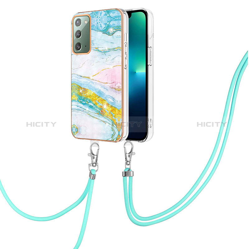 Funda Silicona Gel Goma Patron de Moda Carcasa con Acollador Cordon Lanyard Y05B para Samsung Galaxy Note 20 5G