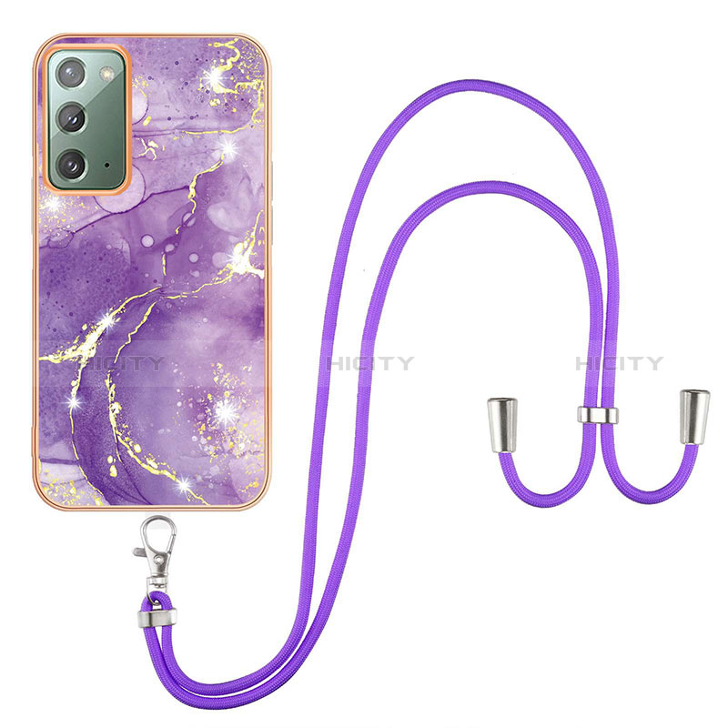 Funda Silicona Gel Goma Patron de Moda Carcasa con Acollador Cordon Lanyard Y05B para Samsung Galaxy Note 20 5G