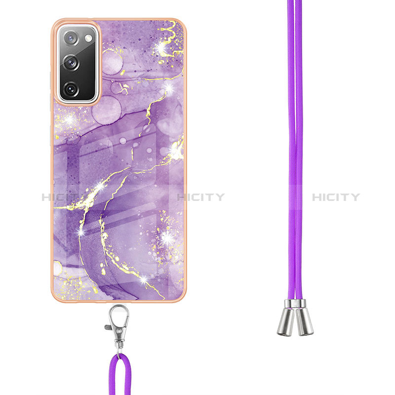 Funda Silicona Gel Goma Patron de Moda Carcasa con Acollador Cordon Lanyard Y05B para Samsung Galaxy S20 FE (2022) 5G