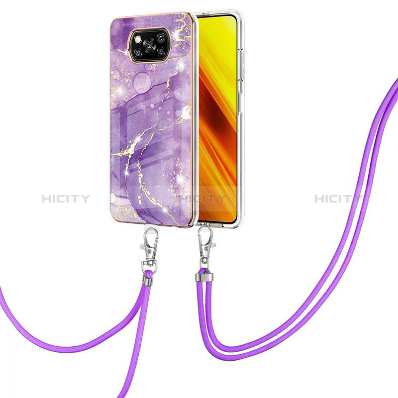 Funda Silicona Gel Goma Patron de Moda Carcasa con Acollador Cordon Lanyard Y05B para Xiaomi Poco X3 NFC