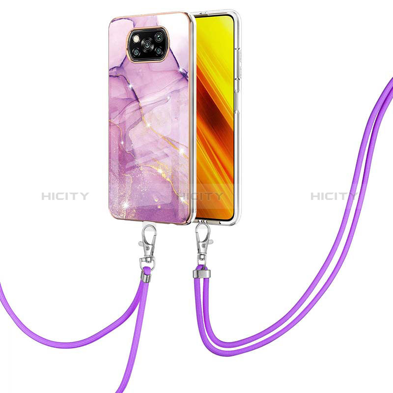 Funda Silicona Gel Goma Patron de Moda Carcasa con Acollador Cordon Lanyard Y05B para Xiaomi Poco X3 NFC