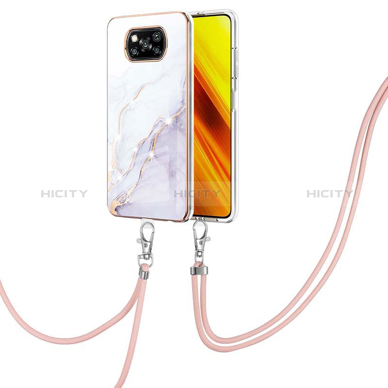 Funda Silicona Gel Goma Patron de Moda Carcasa con Acollador Cordon Lanyard Y05B para Xiaomi Poco X3 NFC