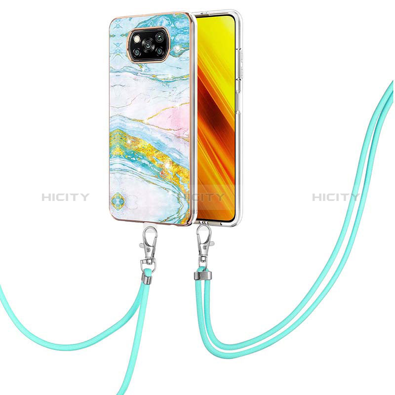 Funda Silicona Gel Goma Patron de Moda Carcasa con Acollador Cordon Lanyard Y05B para Xiaomi Poco X3 NFC