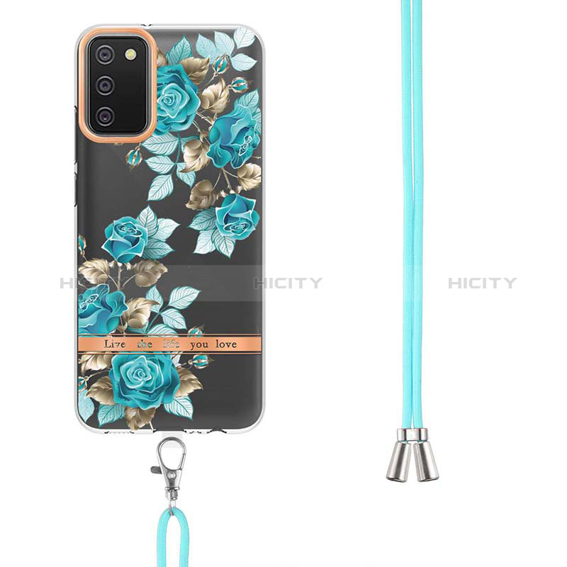 Funda Silicona Gel Goma Patron de Moda Carcasa con Acollador Cordon Lanyard Y06B para Samsung Galaxy A02s