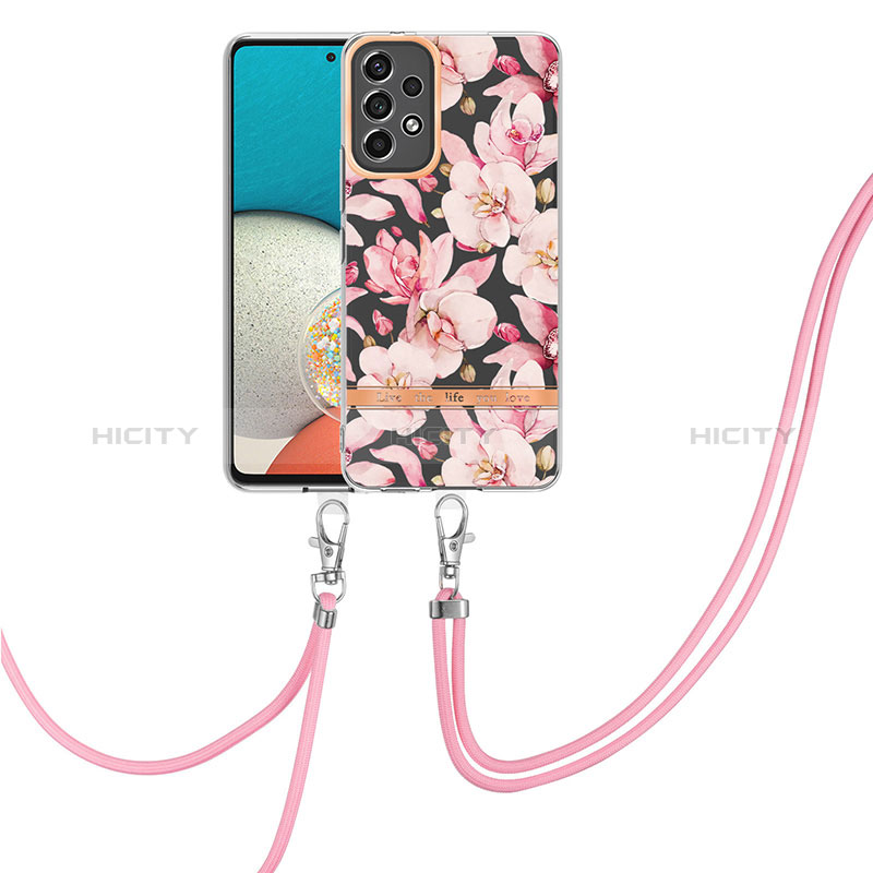 Funda Silicona Gel Goma Patron de Moda Carcasa con Acollador Cordon Lanyard Y06B para Samsung Galaxy A23 5G