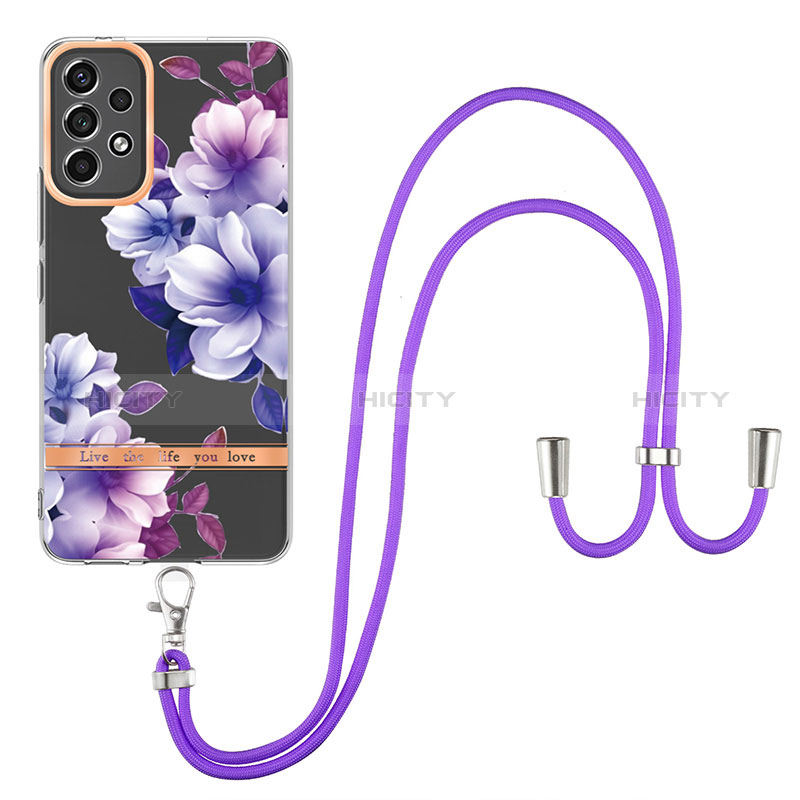 Funda Silicona Gel Goma Patron de Moda Carcasa con Acollador Cordon Lanyard Y06B para Samsung Galaxy A23 5G