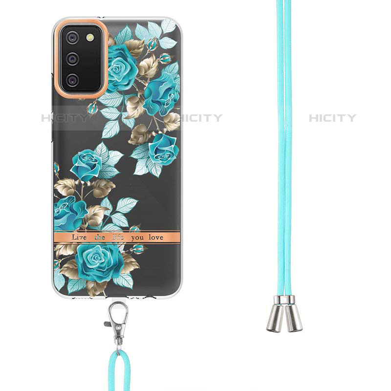 Funda Silicona Gel Goma Patron de Moda Carcasa con Acollador Cordon Lanyard Y06B para Samsung Galaxy M02s