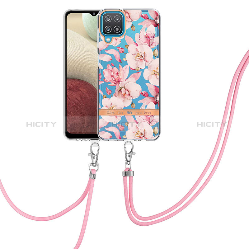 Funda Silicona Gel Goma Patron de Moda Carcasa con Acollador Cordon Lanyard Y06B para Samsung Galaxy M12