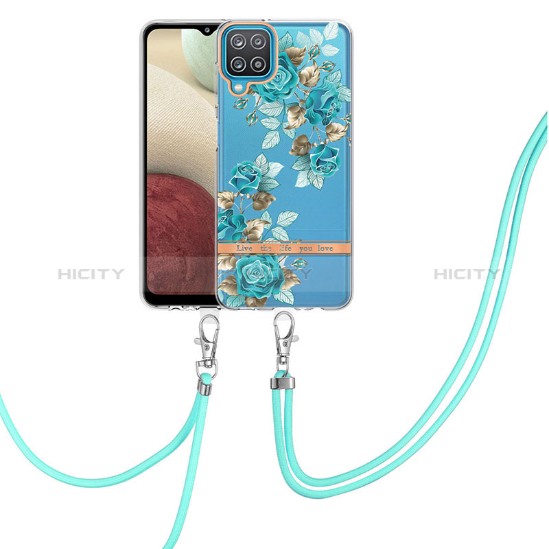 Funda Silicona Gel Goma Patron de Moda Carcasa con Acollador Cordon Lanyard Y06B para Samsung Galaxy M12