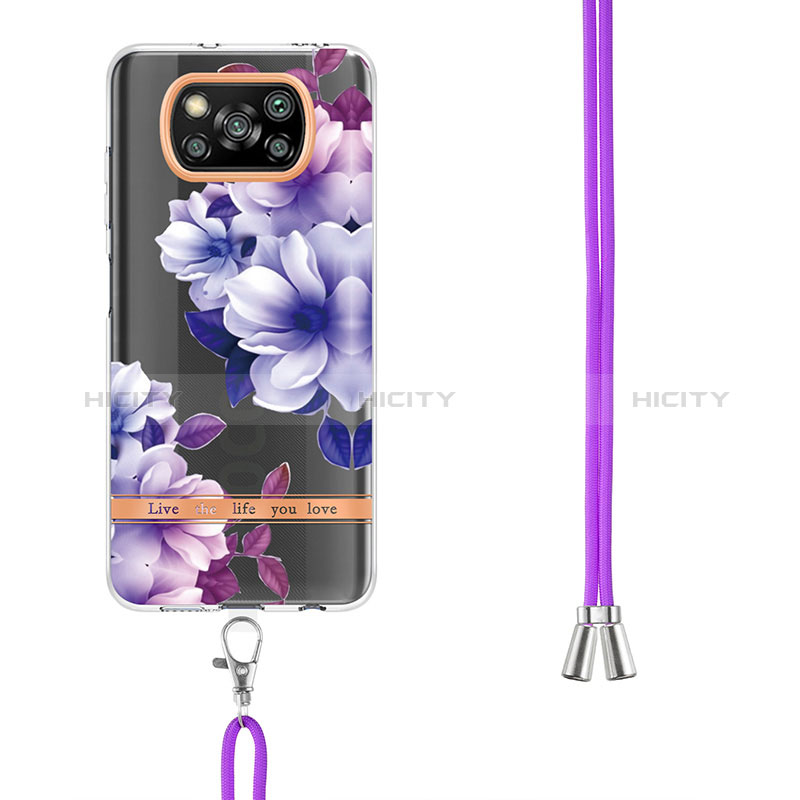 Funda Silicona Gel Goma Patron de Moda Carcasa con Acollador Cordon Lanyard Y06B para Xiaomi Poco X3 NFC