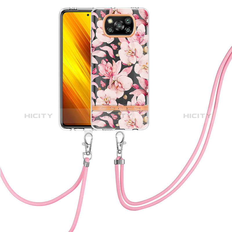 Funda Silicona Gel Goma Patron de Moda Carcasa con Acollador Cordon Lanyard Y06B para Xiaomi Poco X3 Pro