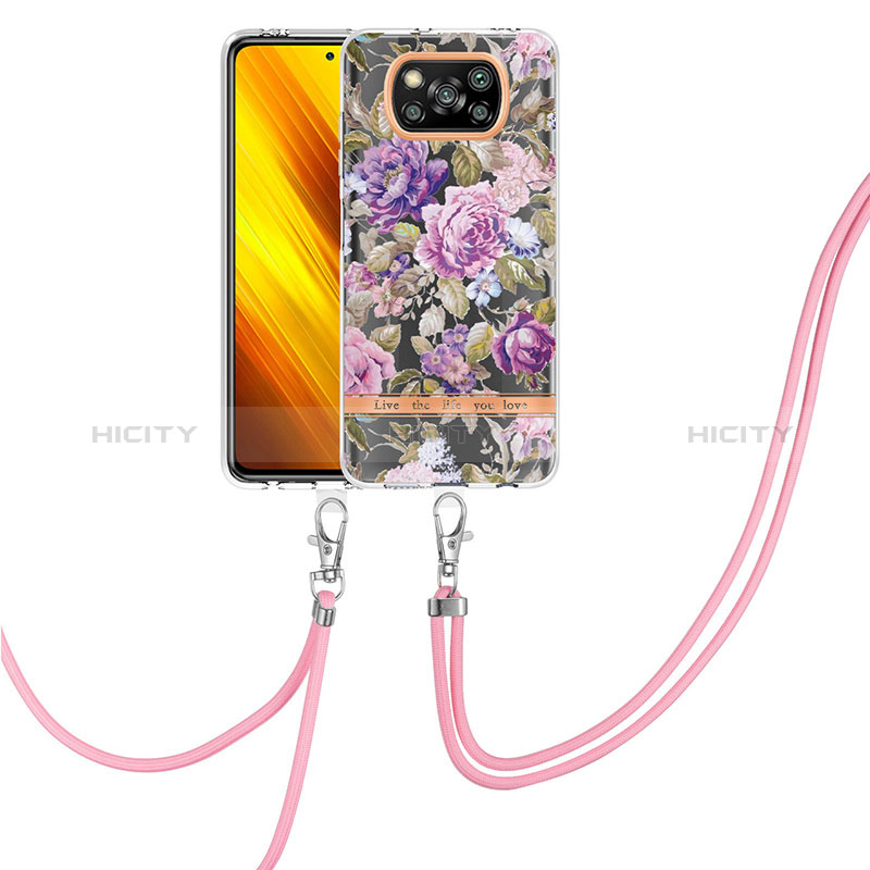 Funda Silicona Gel Goma Patron de Moda Carcasa con Acollador Cordon Lanyard Y06B para Xiaomi Poco X3 Pro