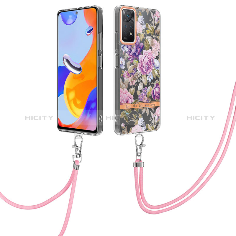 Funda Silicona Gel Goma Patron de Moda Carcasa con Acollador Cordon Lanyard Y06B para Xiaomi Redmi Note 11 Pro 5G